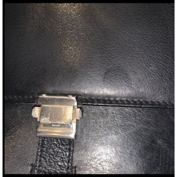 Mark Cross Black Leather Messenger Bag With Silver Hardware - Picture 10 of 12